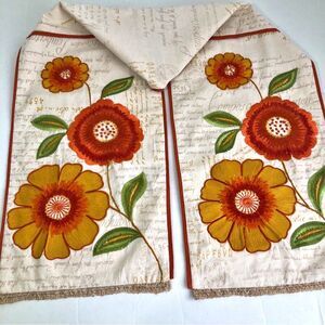 Embroidered Table Runner 14 x 36 inches Fall Colors